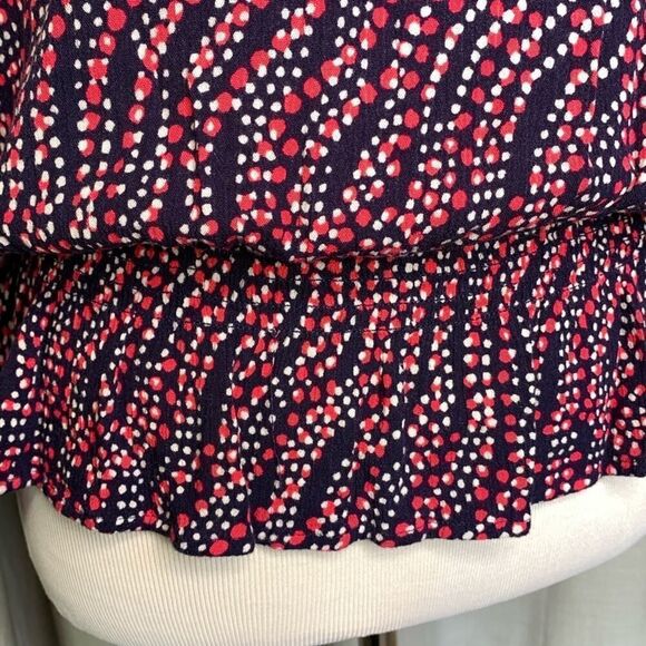 Tommy Hilfiger 3/4 sleeve V-Neck Polka Dot Blouse Sz Large - Picture 4 of 8